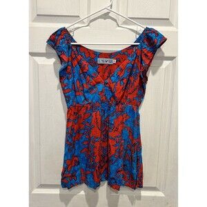 Jams World Vintage Victoria‎ Pattern Top Made In Hawaii Women’s XS Teal Pink